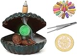 OURSKY Mermaid Incense Burner Ceramic Handmade Backflow Incense Holder with 20 Incense Cones Aromath