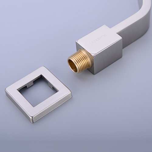 Hanebath Brass S Shaped Shower Arm With Flange, Brushed Nickel Shower Head Extension Arm (Square) #TOP5