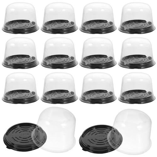 Housoutil 50個 ミニ ケーキ コンテナ ドーム 蓋付き、 3 インチ カップケーキ ボックス 使い捨て ケーキ キャリア ベーカリー ホルダー 取り出し 取り出し パッキング ケース マカロン マフィン チョコレート 用