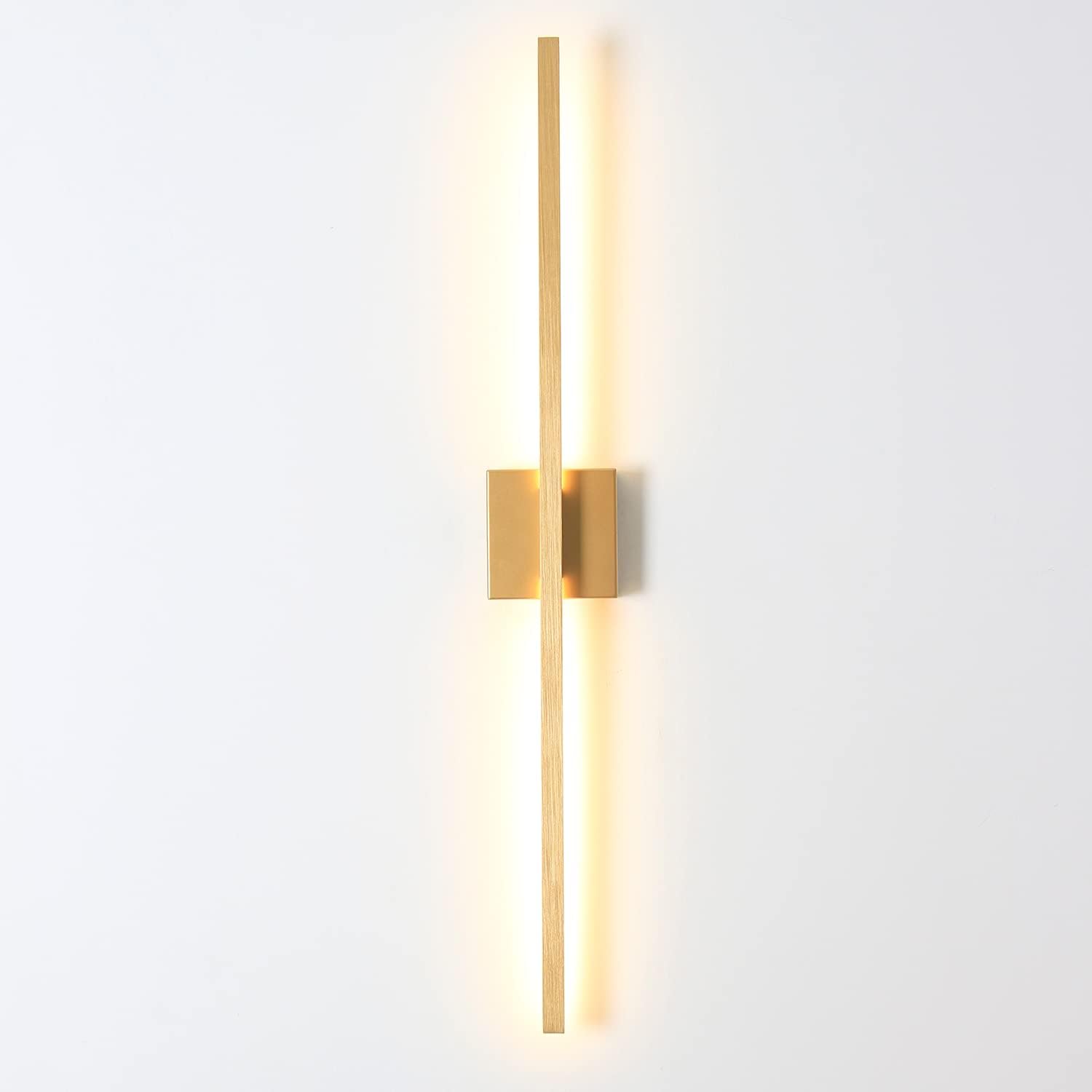 36 Inches Gold Wall Sconce,Modern LED Dimmable Wall Light Fixture for Living Room Bedroom,Bathroom Vanity Light,Warm Light 3000K
