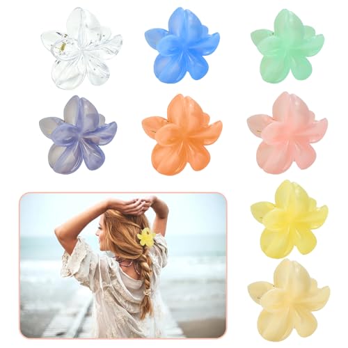 INFOMAG 8 Pinzas Pelo Flores Plastico Clips de Garras de Flores Pinzas Flores Pelo Pinzas para El Pelo de Flores Hawaianas Pinzas Pelo Mujer Pinzas Pelo Grandes de Colores Surtidos para Mujer Niñas