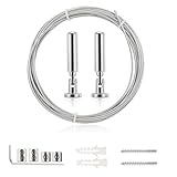 Holtrae 5 m Wandhalterung Set,Edelstahl Vorhangdraht,Gardine Stahlseil,Seilspanngarnitur,für Duschvorhänge,Spanndraht,Wäscheleine,Draht,Foto-Draht