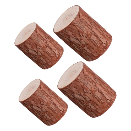 Beaupretty 4 Piezas Tocones de Madera Miniatura Rústicos Soporte para Plantas Pequeñas Base para Jardín de Hadas Decoración DIY Manualidades