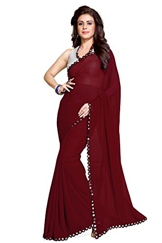 MirchiFashion Indische Kleider Damen Sari mit Ungesteckt Oberteil/Top hochzeit indians saree kleidung Cover