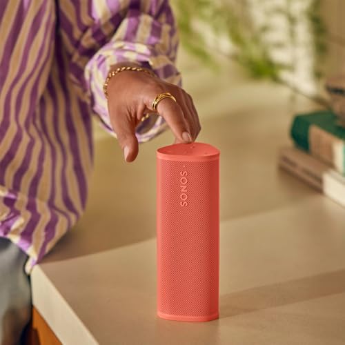 Image of Sonos Roam 2 | Lightweight Portable Waterpoof Speaker with Bluetooth, WiFi, 10 Hour Battery Life and Voice Control for Home and Outdoor Use - Sunset Red