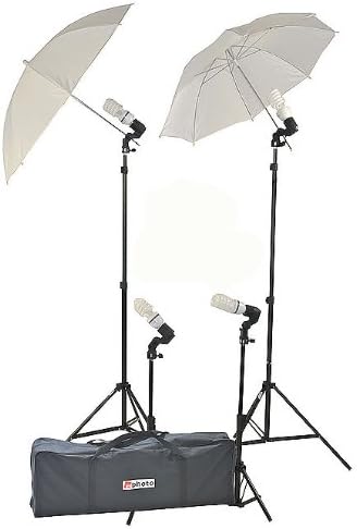 ePhoto 2 Main Lights 2 Background Lights Photography Studio Lighting Digital Video Continuous Umbrellas Light Kit by ePhoto INC Uls314