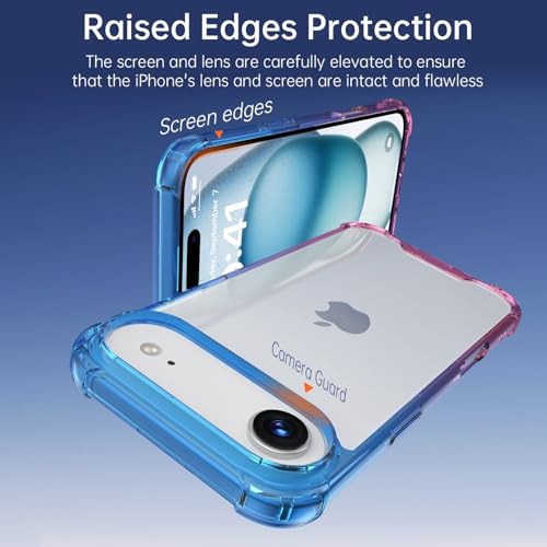 IMEKTLK Compatible with iPhone Air Case Cute Gradient Clear Scratch-Resistant Back Shockproof Protective Cove 6.5 inch, Blue Pink — view 5