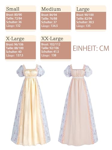 FCCAM Regency Robe pour femme Taille empire Costume Regency Robe victorienne Vintage Robe avec gants Taille empire, champagne, L – vue 5