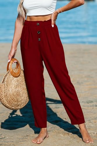 Paintcolors Womens High Waisted Work Pants Button Down Loose Comfy Straight Leg Pants Stretchy Dressy Trousers with Pockets4