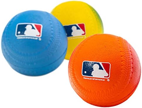Franklin Sports Foam Baseballs - Soft Foam Practice Baseballs for Kids - Perfect for Hitting and Indoor or Outdoor Play - 3 Pack - Official MLB Licensed Product