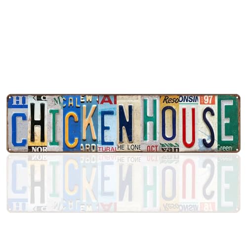 Vintage Chicken House Metal Signs License Plate Sign Funny Chicken Cave Decor Accessories for Chicken Coop Chicken Poster Hen Decorations Unique Retro Street Tin Signs 16 X 4 in