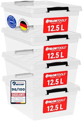 Pack de 4 caixas transparentes ATHLON TOOLS 12,5 L