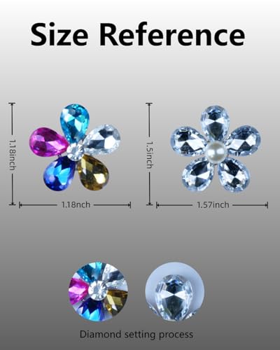Image of Bling Flower Car Accessories for Women Interior Aesthetic, Flower Decorative Vent Clips, Car Air Conditioner Clip Automotive Interior Decoration Fragrance-Free Aromatherapy Tablets, Add Your Own Scent