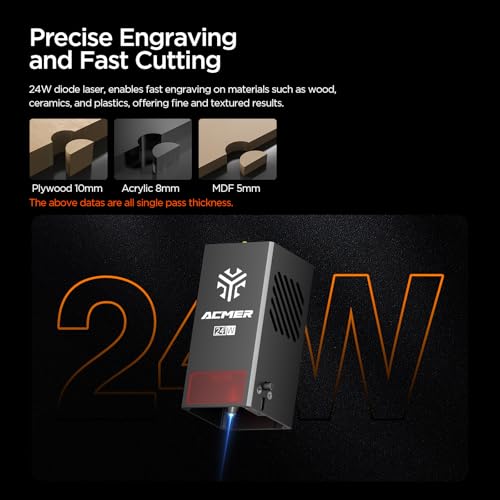 Image of Laser Engraver-Desktop Diode 24W Output with Integrated Housing,Built-in Camera Module and Air Assist 48000mm /s,Laser Cutting and Engraving Machines for Wood /Acrylic /Metal | 400 x 400mm Work Area, Built-in Camera for Batch Engraving, 48000mm /min Speed, Works on Wood, Acrylic and Metal