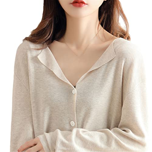 Cardigan 100% laine pour femme : manteau fin abricot en cachemire tricoté