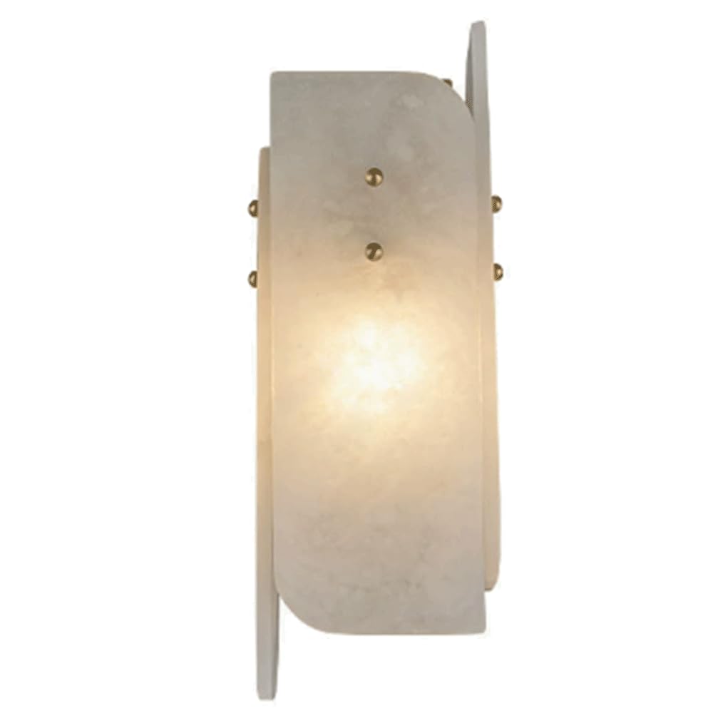SHUANGZ Alabaster Wall Sconces,Metal Base LED Warm Light Wall Mounted Wall Lamp Indoor Alabaster Marble Wall Mounted Lighting for Living Room,Balcony, Corridor, Bedroom,Stairway Wall-Mounted Lamp