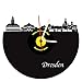 Produktbild Wanduhr Dresden Skyline, schwarz-gelb hochwertige Acrylglas Uhr mit lautlosem Quarzwerk, 3mm Stärke