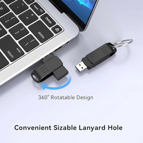 Image of KEXIN 64GB USB 2.0 Flash Drive, USB-A, Pen Drive 25MB /s Read 10MB /s Write, Dual Thumb Drive with Rotating Design for PC, Laptop, Car Music, Document Photo Storage (Black)