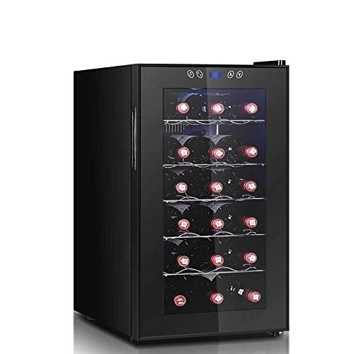 IUBGFTO Armoire à vin à température et humidité constantes, 18 Bouteilles de réfrigérateur indépendant à Fonctionnement Silencieux, Porte en Verre trempé Creux à Double Couche