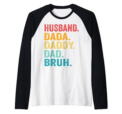 Husband Dada Daddy Dad Bruh Men Hubby Funny Vintage Father Camiseta Manga Raglan