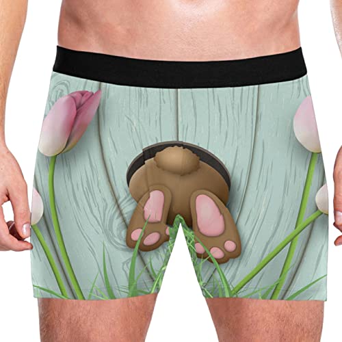 Zzxxb MUPG272767577P471C506S1000 Easter Rabbit Floral Mens Boxer Briefs Breathable Underwear Fly Front thumb #1
