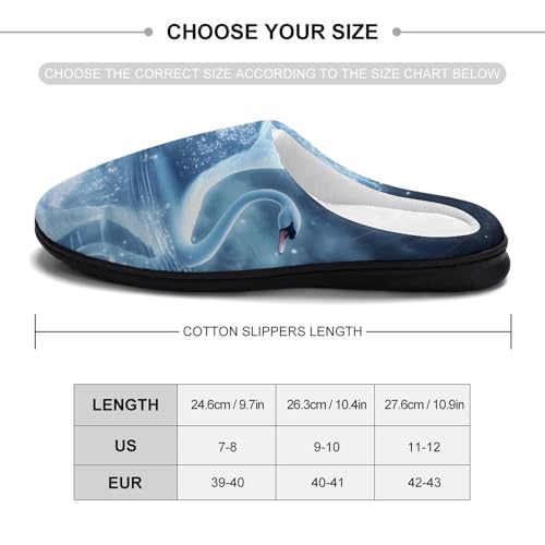 Beautiful Swan Moon Women's Cotton Slippers Indoor Outdoor Slip-on Warm House Shoes with Anti-Skid Rubber Sole2