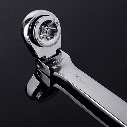 Juego de Llaves de Vaso universales de 6-19 mm con Llave de carraca de Caja Doble Llave combinada de carraca Reversible de Doble Cabezal 13 en 1