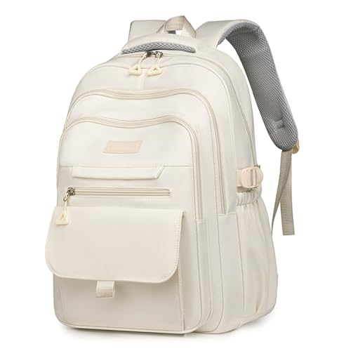Cute Aesthetic Girls Backpack for School Large Capacity Bookbags College Backpack for Students Kids Teen Girls Laptop Bookbag Casual Travel Daypacks(White)