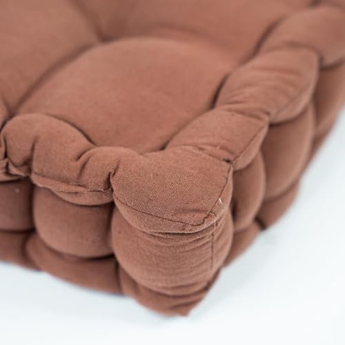 Image of PrettyKrafts Cotton Chair Pad | Chair Cushion Pad | Chair Cushion | Soft & Comfortable Sitting | Chair Cushion Pad for Sitting (40x40x8cm, Brown Large)