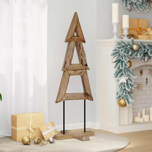 Árbol de Navidad de madera de teca Gecheer con base para interiores 5