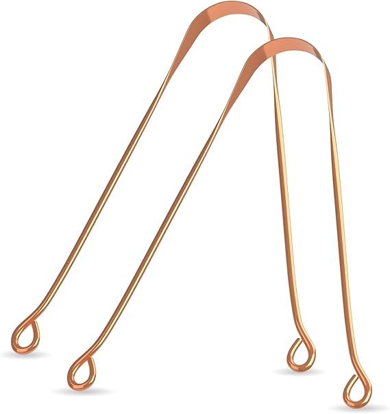 Copper Tongue Scraper, Set of 2, U-Shaped Cleaner for Oral Hygiene, Metal