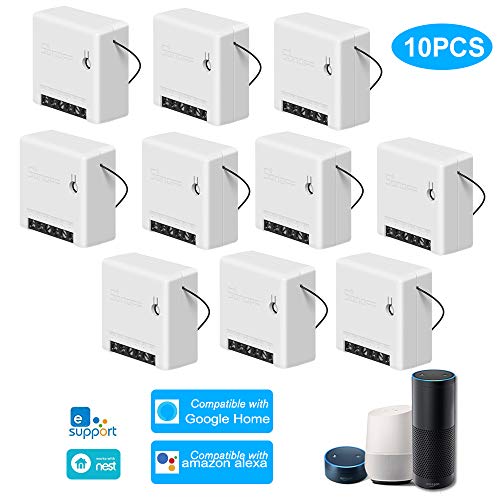 OWSOO SONOFF Interruptor Inteligente de Dos Vías Mini DIY Control Remoto Cuerpo Pequeño WiFi Smart Switch Apoyar Interruptor Externo Trabaja con Google Home/Nest IFTTT y Alexa