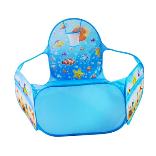 GALPADA Piscina de Bolas para Bebés con Aro de Baloncesto Tienda Plegable Infantil con Diseño Temático Oceánico Valla de para Fácil de Limpiar y Transportar para Interior y Exterior
