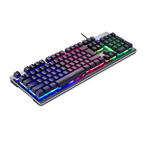 Wired Illuminated Gaming Keyboard for PC Computer Laptop, CODORIX Full-Sized Gaming Keyboard with Rainbow Lighting and 19 Anti-Ghosting Keys, Black
