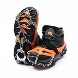 YEZOND アイゼン 登山 オレンジ 24本爪 軽量 チェーンスパイク 3秒着脱 Mサイズ：23.0〜24.5cm 凍結道路 滑り止め 雪山 登山 ハイキング 穴釣り 磯釣り 沢登り 転倒防止 収納袋付き 男女兼用