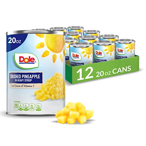 Dole Canned Fruit, Crushed Pineapple In Heavy Syrup, Gluten Free, Pantry Staples, 20 Oz, 12 Count #TOP13
