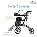NOVA 2-in-1 Rollator & Transport Wheelchair for Seniors, Lightweight Foldable Walker with Seat, Dual Brakes, Walker Wheelchair Combo for Adults, Black