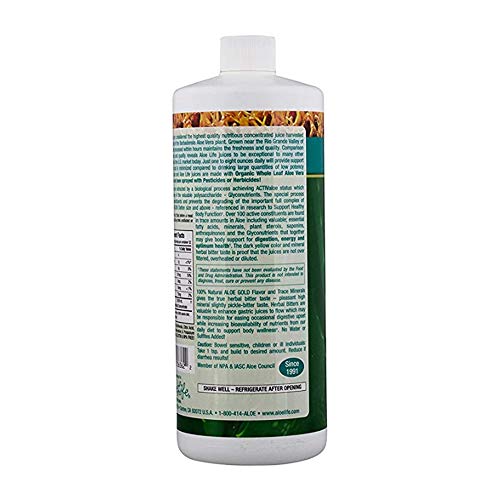 Aloe Life - Whole Leaf Aloe Vera Juice Concentrate, Soothing Relief For Indigestion, Antioxidant Catalyst, Supports Energy & Wellness, Organic Aloe Leaves, Gluten-Free (Aloe Gold, 32 Oz) | 2-Pack #TOP2