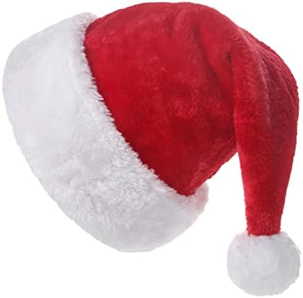InnLife Innlife Christmas Santa Hat for Adults, Traditional Red and White Plush Velvet Party Hat with Liner