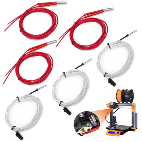 YIBEICO Heater Cartridge & Thermistor Kit for Prusa i3 MK3/MK3S+,24V 40W Heating Tube Element + High Temp Sensor with Thermal Shield,3D Printer Hotend Parts Accessories (6pcs)