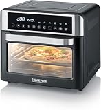 SEVERIN Forno Elettrico e Friggitrice ad Aria, 2200W, 25 Litri, 12 Programmi, Display Touch, No Pre-riscaldamento, Accessori Girarrosto, 41,0 x 45,0 x 37,0 cm, Nero/Inox - TO 9579