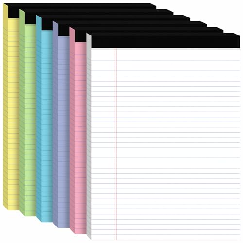 6Packs Legal Pads 8.5 x 11 Inch, 50Sheets/Pack, College Ruled & Perforated Colored Writing Pads, Pads of Paper 8.5 x 11, Lined Note Pads with Sturdy Backing for Office, Business & School Supplies