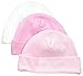 Gerber Baby Girls' 3 Pack Textured Knit Caps