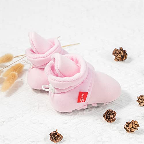 Sofmuo Unisex Newborn Baby Cotton Booties Non-Slip Sole For Toddler Boys Girls Infant Winter Warm Fleece Cozy Socks Shoes (A03/Pink,0-6 Months) #TOP4