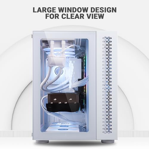 Image of Ant Esports Crystal Mini-Tower Computer Case /Gaming Cabinet - White | Support E-ATX, ATX, Micro-ATX, Mini-ITX | Pre-Installed 3 Side Fans and 1 Rear Fan