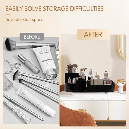 Organizador de maquillaje acrílico giratorio, almacenamiento transparente para pinceles, tocador, baño y dormitorio, organizador de maquillaje redondo con cajones