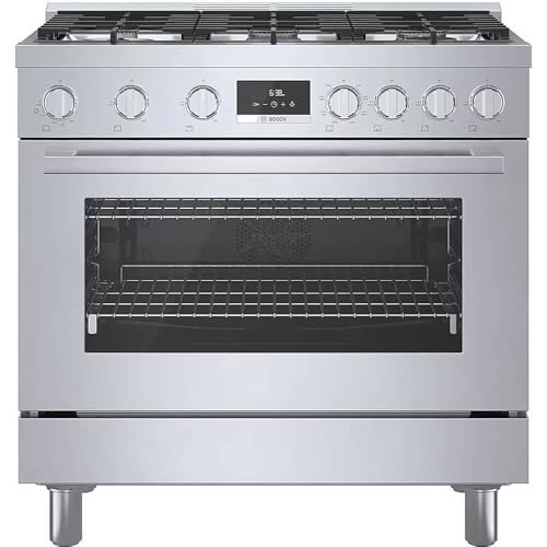 800 Series 36 in. 3.7 cu. ft. Industrial Style Dual Fuel Range with 6-Burners in Stainless Steel