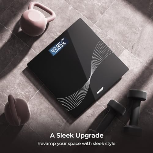 Image of beatXP Wave Weighing Machine with Backlit LCD Panel & 6mm Thick Tempered Glass, Weight Machine for Body Weight with 2 Year Warranty