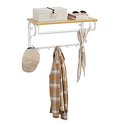 Miniatura 9 de Vasagle - Perchero De Pared Industrial Con Estante, 5 Ganchos, Barra De Suspensión Para Pasillo, Cuarto De Baño, Sala De Estar, Color Madera Y Blanco Lcr11wy