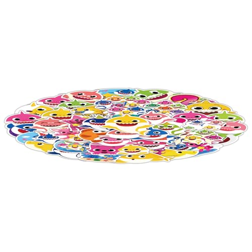 60 PCS Cartoon Shark Stickers Vinyl Stickers for Water Bottle Skateboard Laptop Party Supplies. (Color 5)